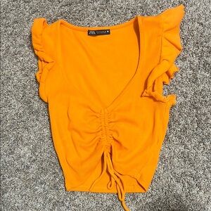 Zara Orange Crop Top with Vibrant Style